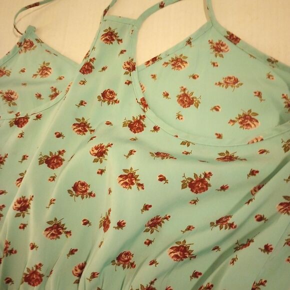 Papaya floral print spaghetti strapped dress with elastic waist - Picture 3 of 9